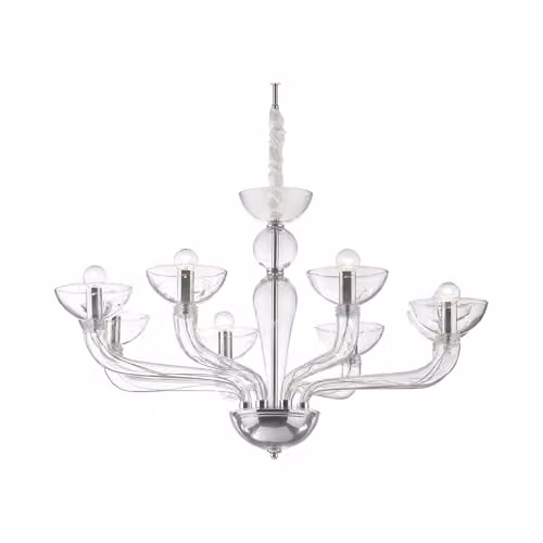 Ideal Lux Casanova SP8 Transparent Glass Ceiling Light with E14 Base