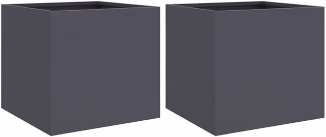 Berkfield Home Steel Planter Tub Set of 2 in Anthracite Grey, W/D/H: 32 x 30 x 29 cm – 1