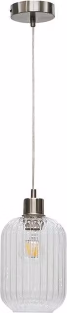 First Choice Lighting Batley Pendant Light with Transparent Ribbed Glass and Silver Metal Fitting – 1