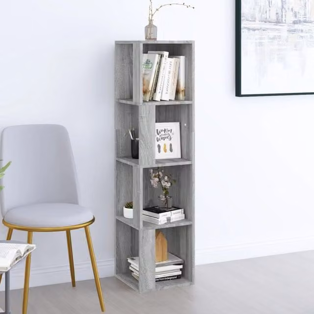 Berkfield Home Grey Sonoma Corner Cabinet in Engineered Wood W/D/H: 33 x 33 x 132 cm