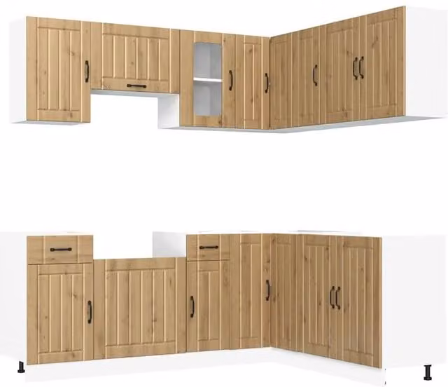 Berkfield Home Lucca 11 Piece Rustic Kitchen Cabinet Set in Brown Artisan Oak Engineered Wood