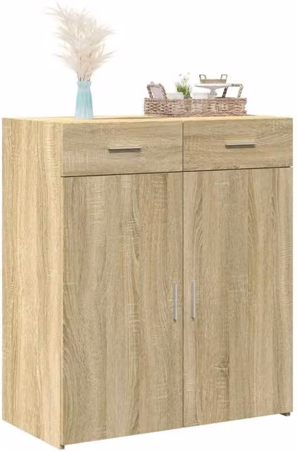 Berkfield Home Sonoma Oak Sideboard in Brown, W/D/H: 80 x 42.5 x 93 cm