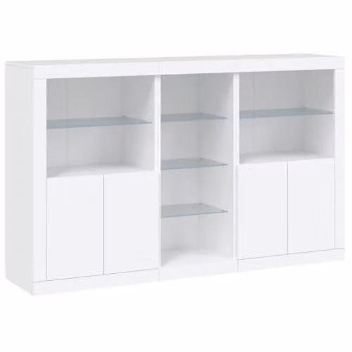 vidaXL Modern White Glossy Sideboard with Integrated LED Lights W/D/H: 162 x 37 x 100 cm