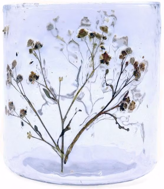 KDMK Handmade Eco Friendly Natural Floral Glass Candle Holder, White