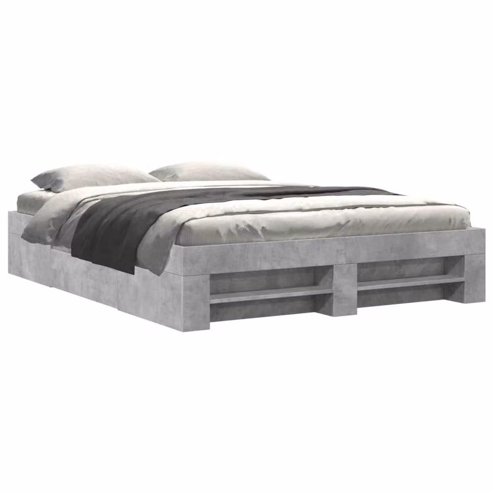 Berkfield Home Durable Bed Frame with Drawers in Concrete Grey, W/D/H: 160 x 200 x 33 cm – 2
