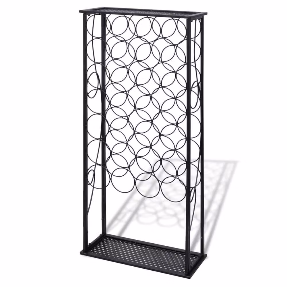Berkfield Home Elegant Metal Wine Rack for 28 Bottles in Matt Black – 3