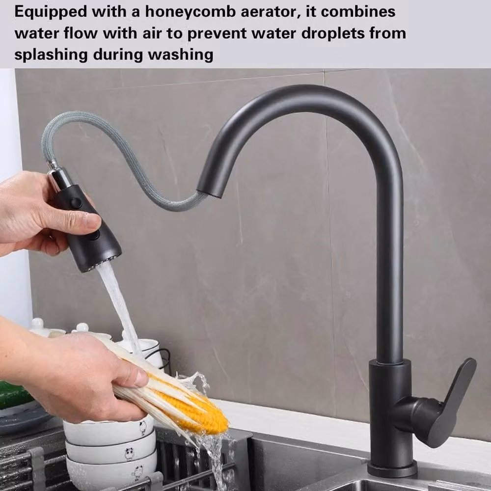 SPETLEK Kitchen Sink Mixer Tap with Pull Out Spout and Spray Function in Matt Black – 4