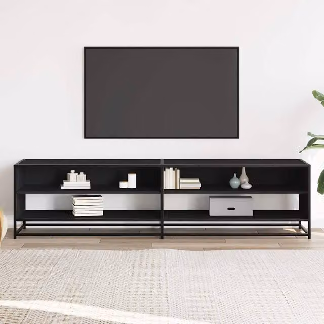 Berkfield Home Modern Black TV Cabinet W/D/H: 180.5 x 40 x 46 cm