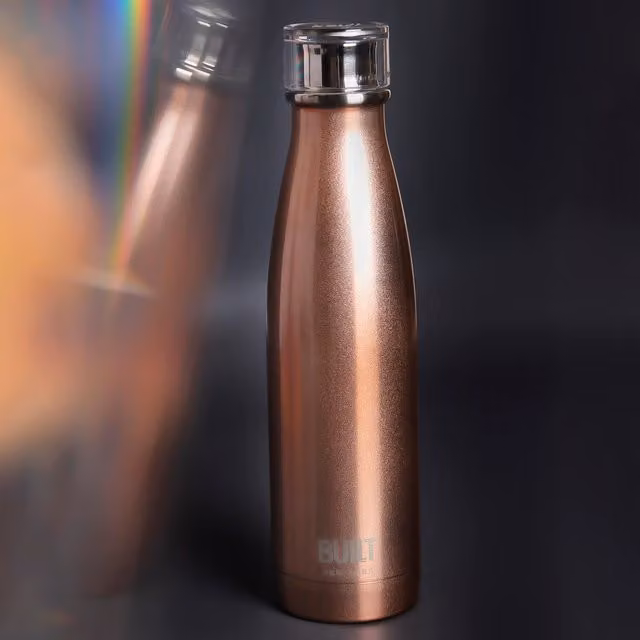 Built Vacuum Insulated Stainless Steel Water Bottle, 500 ml, Rose Gold and Yellow