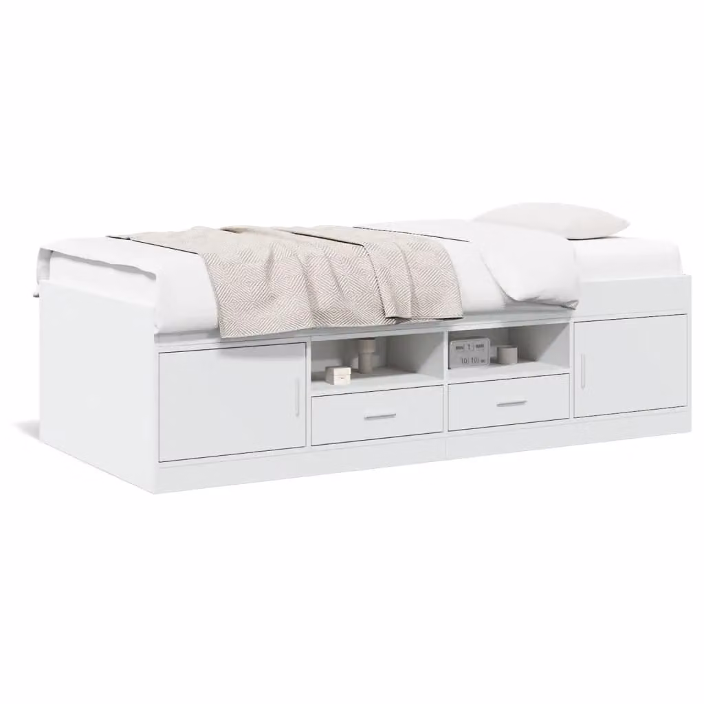 Berkfield Home Daybed with Drawers in White, W/D/H: 90 x 200 cm – 2
