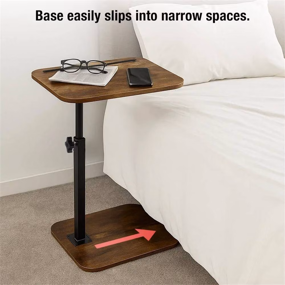 SPETLEK Adjustable Brown Sofa Side End Table with Rotating Top and Height Adjustment – 3