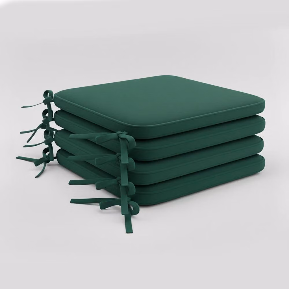 Snug City Pack of 4 Green Foam Seat Pads with Ties for Dining and Kitchen Chairs – 2