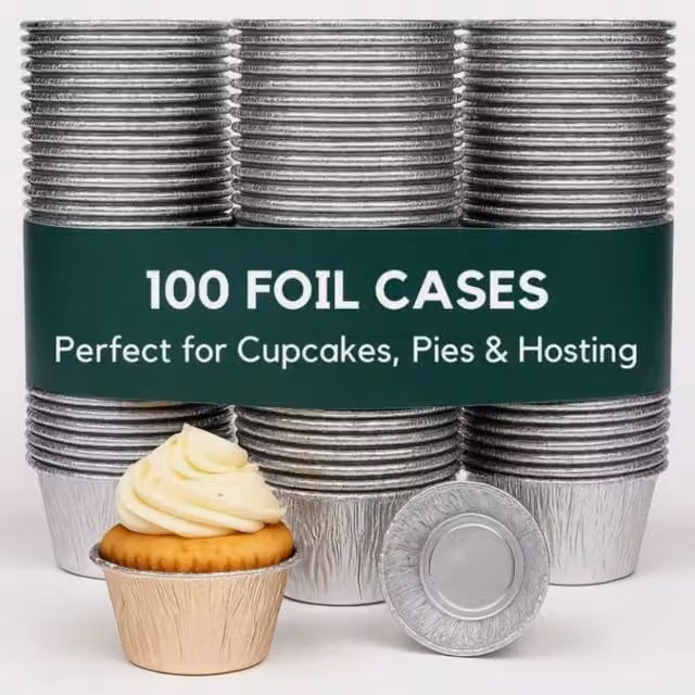 ebake Reusable Silver Aluminium Foil Tart Tins, 50 Pieces – 1