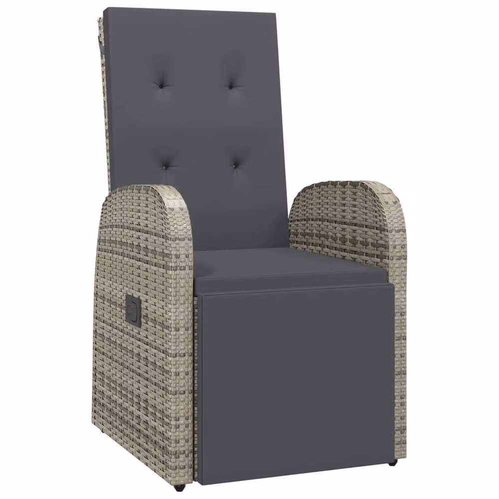 Berkfield Home Beautiful 3 Piece Grey Poly Rattan and Oiled Acacia Wood Garden Dining Set – 4