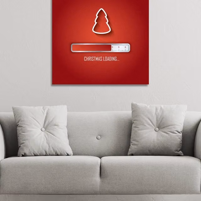Benjamin Tate Design LTD Christmas Loading Gallery Canvas Wall Art, Red, 77 cm