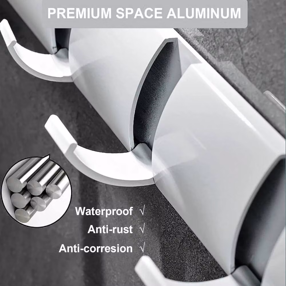 KORVIXA Wall Mounted Aluminium Coat Hook Rack in Silver – 2