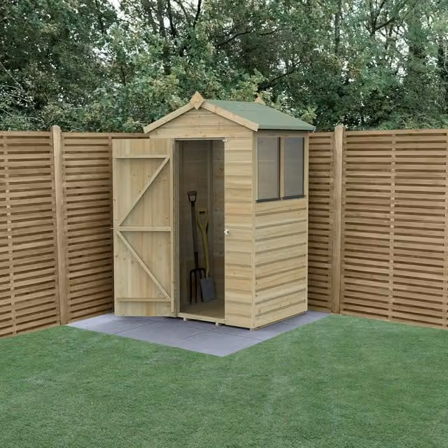 Beckwood Rustic Apex Wood Garden Shed with Floor and Lock in Green or Brown