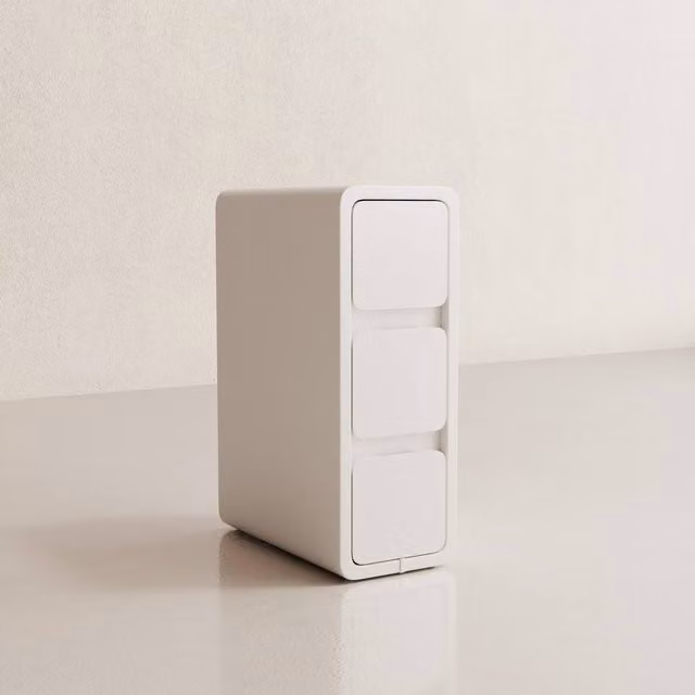 YQJJGL White Slim 3-Tier Solid Wood Bedside Table with Drawer