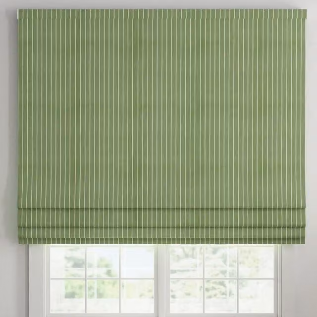 ANTE DECOR Burgess Printed Cotton Stripe Made To Measure Roman Blind in Green