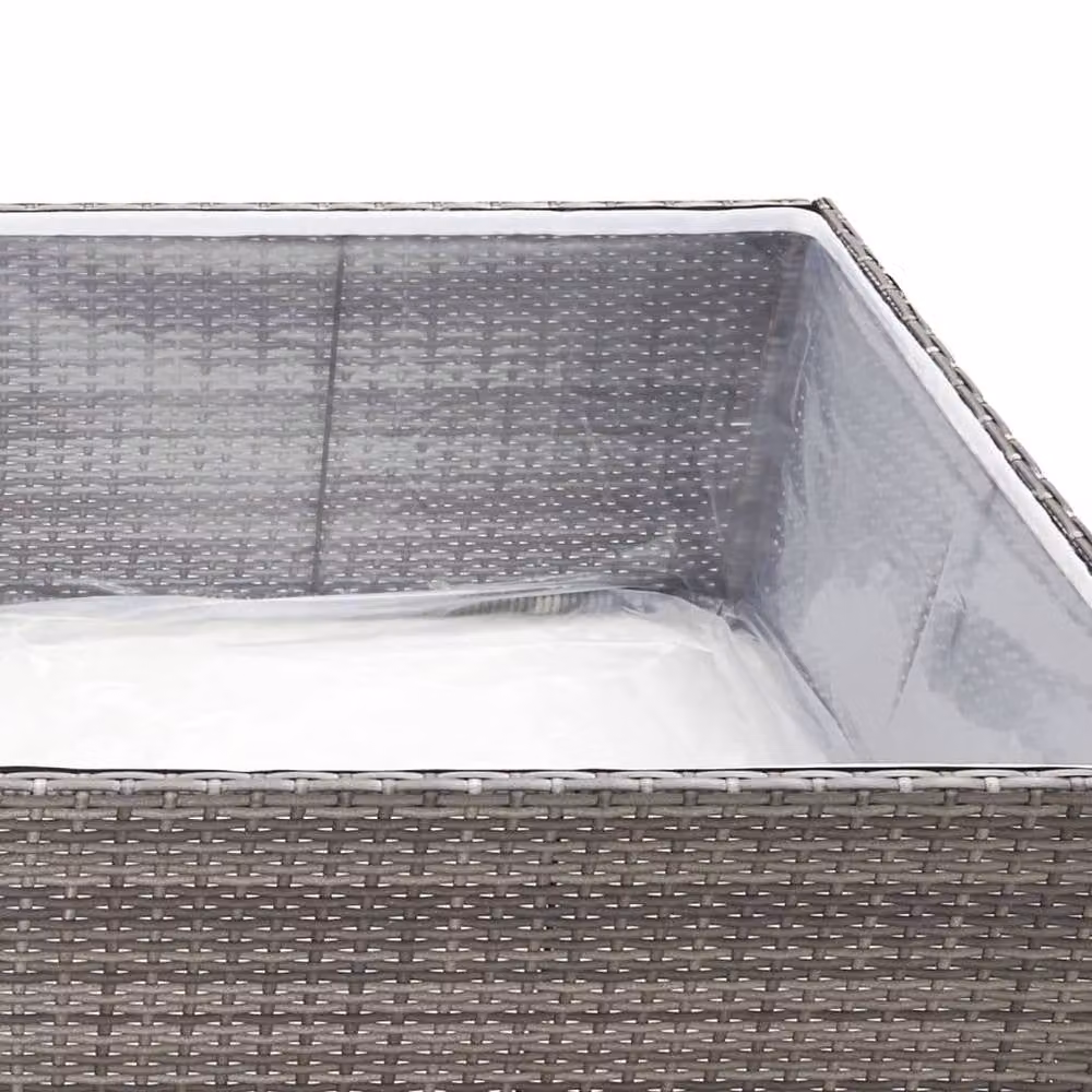 Berkfield Home Beautiful Garden Planter in Grey Poly Rattan, W/D/H: 80 x 80 x 40 cm – 2