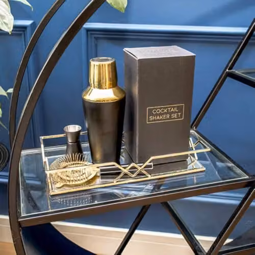 Madison & Mayfair Black and Gold Metal Cocktail Shaker Set