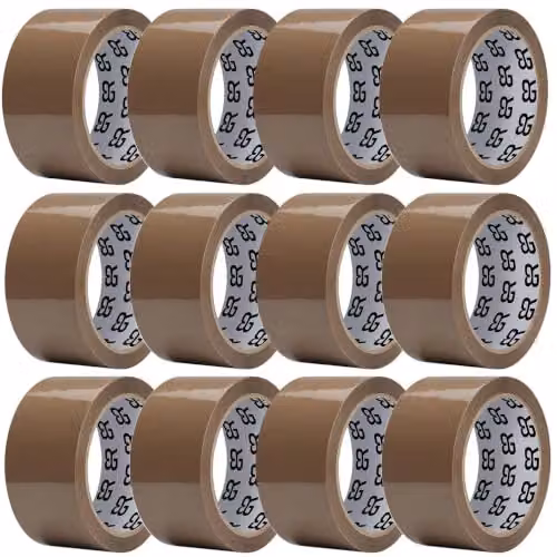 AQUARIUS Brown Packing Tape, 12 Rolls