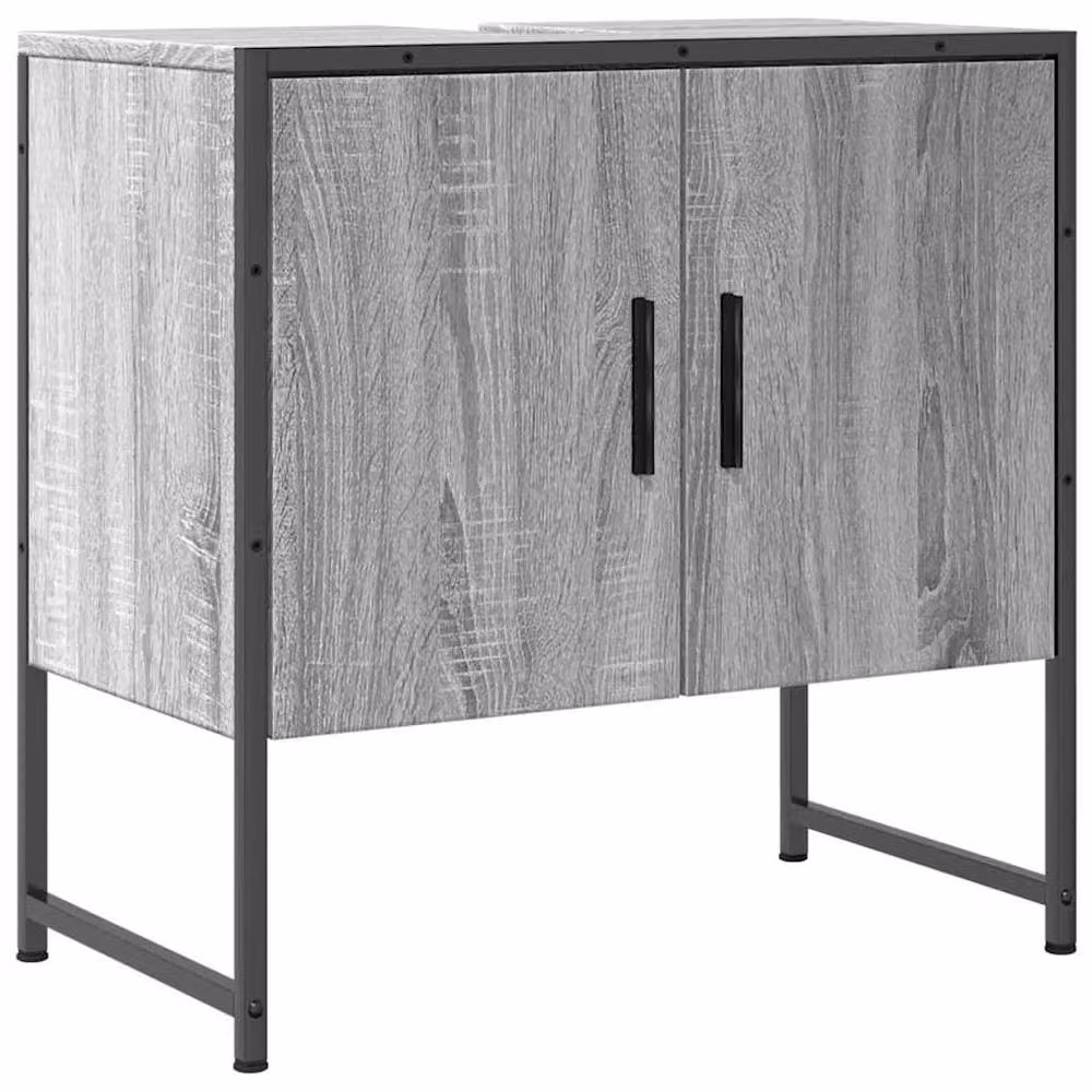 Berkfield Home Sturdy Bathroom Sink Cabinet in Grey Sonoma, W/D/H: 60 x 33 x 60 cm – 3