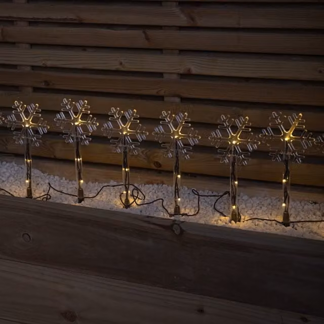 Samuel Alexander Set of 8 Battery Powered White LED Snowflake Christmas Path Lights