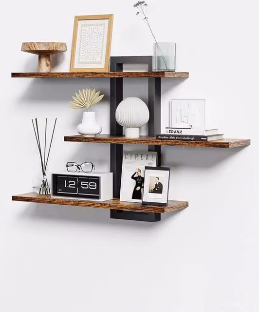 Living and Home 3-Tier Wall-mounted Decorative Floating Shelf in Dark Brown – 1