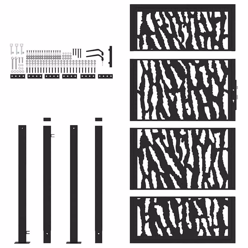 Berkfield Steel Garden Gate in Black, W: 105 cm, H: 180 cm – 4