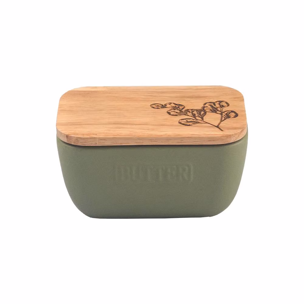 Selbrae House Flora Ceramic Butter Dish in Sage Green – 2