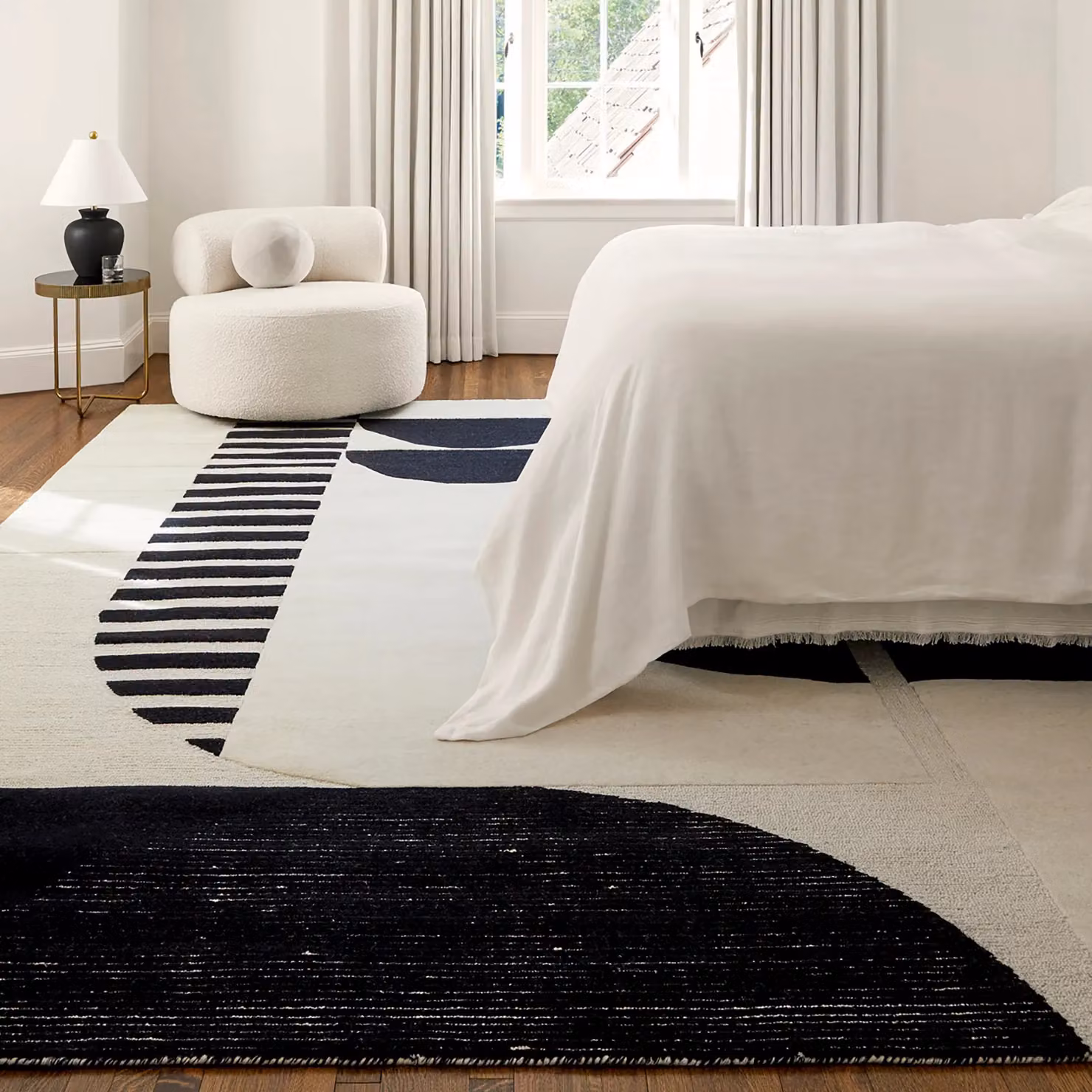 Livabliss Brooklyn Hand-Tufted Wool Modern Geometric Rug in Cream and Black, W: 150 cm, D: 230 cm – 7