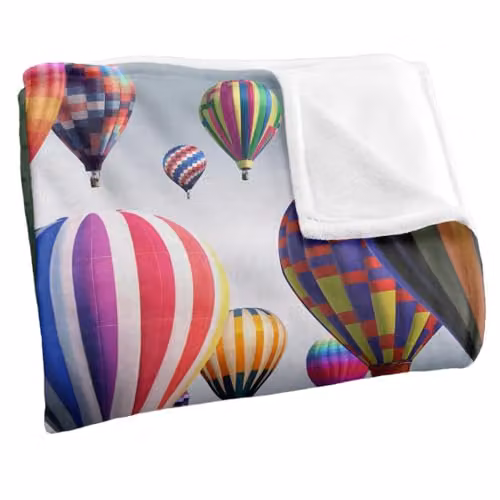 JQ Licensing Royce Mcclure Hot Air Balloon Sky Roads Super Soft Silky Touch Fleece Throw Blanket, Multicolour, W/D/H: 91 x 147 cm – 3