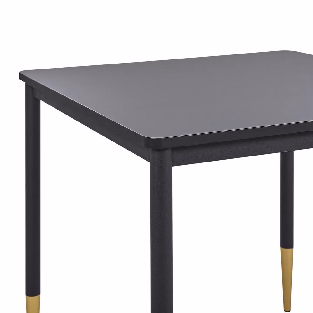 Wyld and Coco Glamour Square Dining Table, Black MDF with Gold Metal Legs, W: 80 cm, D: 80 cm, H: 80 cm – 3