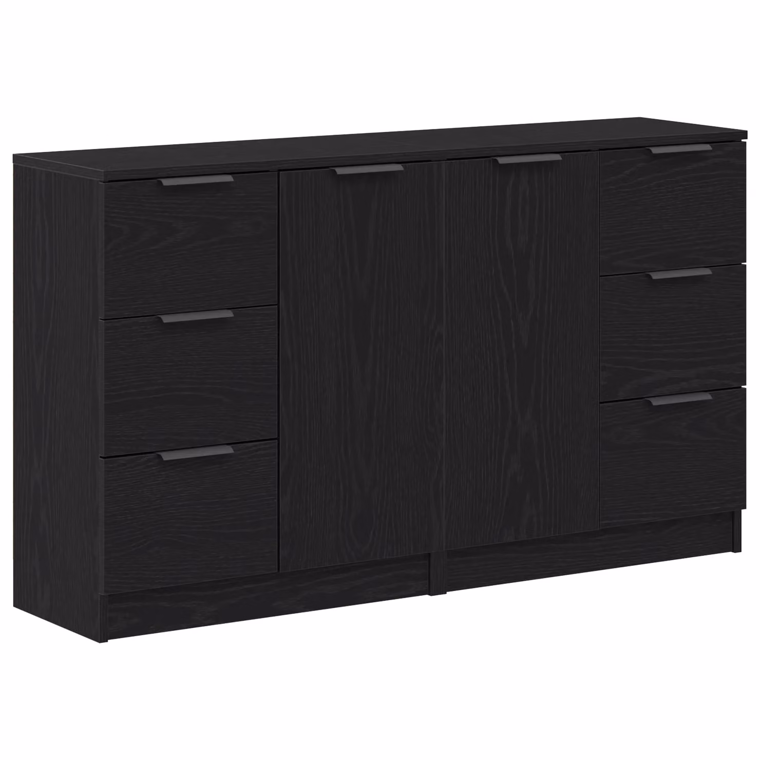 Berkfield Home Set of 2 Modern Black Oak Sideboards in Engineered Wood, W/D/H: 60 x 30 x 70 cm – 2