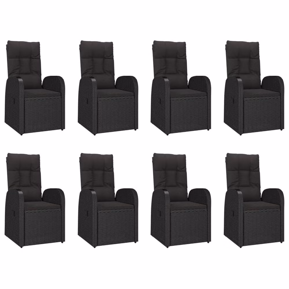 Berkfield Home 9 Piece Modern Garden Dining Set in Black Poly Rattan and Solid Acacia Wood – 4