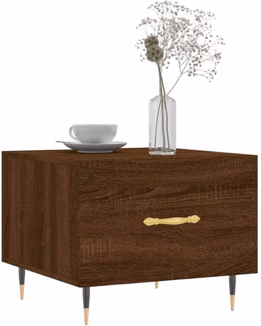 Berkfield Home Set of 2 Brown Oak Decorative Coffee Tables, W/D/H: 50 x 50 x 40 cm