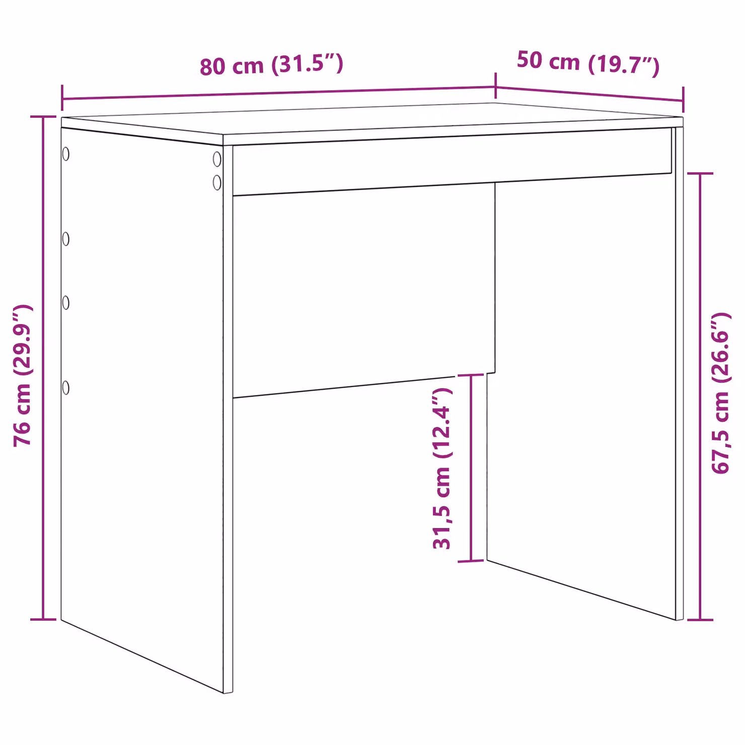 Berkfield Sonoma Oak Writing Desk in Brown, W/D/H: 80 x 50 x 76 cm – 5