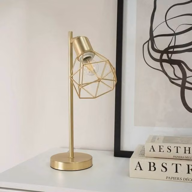 SPETLEK Modern Metal Table Lamp in Gold/Brass with Adjustable LED Bulb – 1