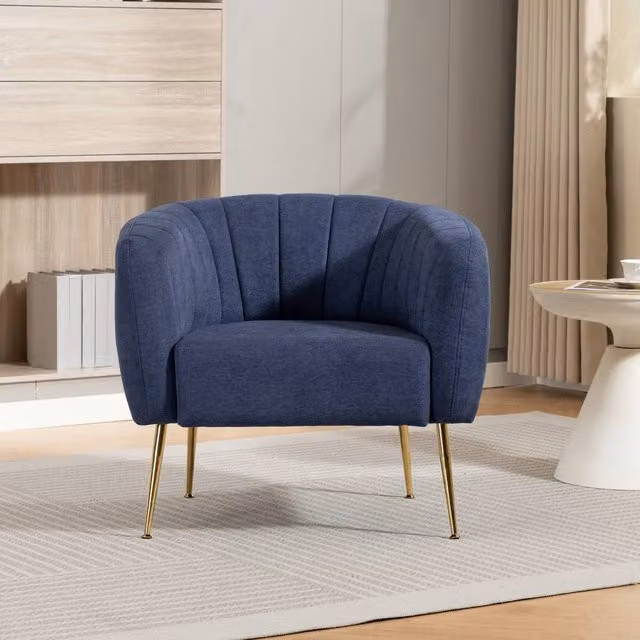 Artemis Home Stanton Accent Chair in Blue with Solid Wood Frame and Armrests