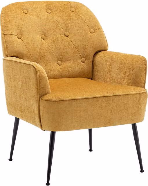 Lifeideas Modern Yellow and Black Fabric Tub Accent Chair with Armrests