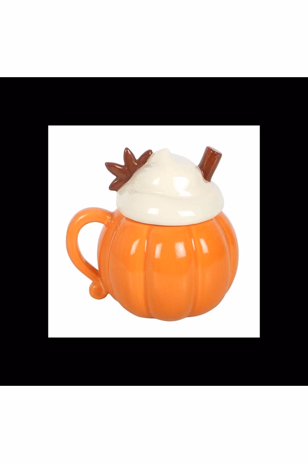 KDMD Pumpkin Cream Ceramic Lidded Mug in Orange – 2