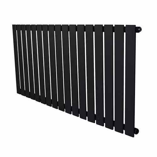 Monster Shop Modern Designer Flat Single Column Radiator in Matt Black Carbon Steel, H 60 cm x W 119 cm x D 10.8 cm