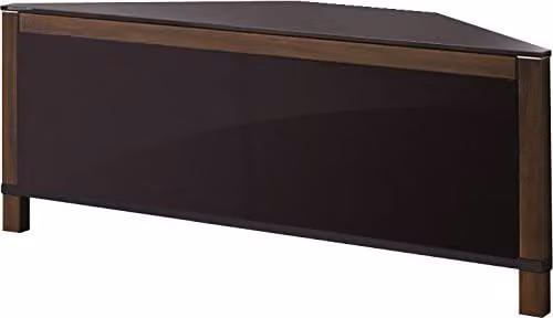 MDA Designs Volans Tru-Corner Reversible 2-Door TV Corner Cabinet in Walnut and Black with Glass Doors – 2
