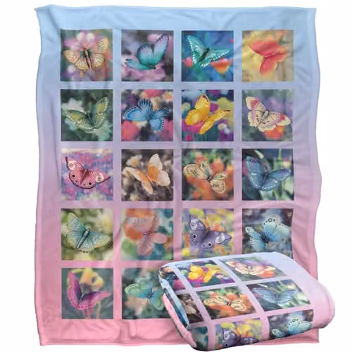 JQ Licensing Royce McClure Butterfly Boxes Silky Touch Super Soft Fleece Throw Blanket in White and Multicolour, W/D/H: 152 x 127 cm