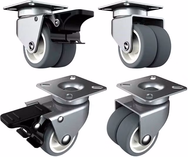 VOGREX 4 Pack Heavy Duty Lockable Swivel Caster Wheels with TPR, Silver – 1