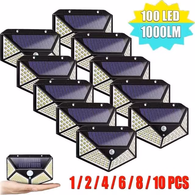 FLAVORA 4-Piece Black LED Solar Power Fence Lights with PIR Motion Sensor