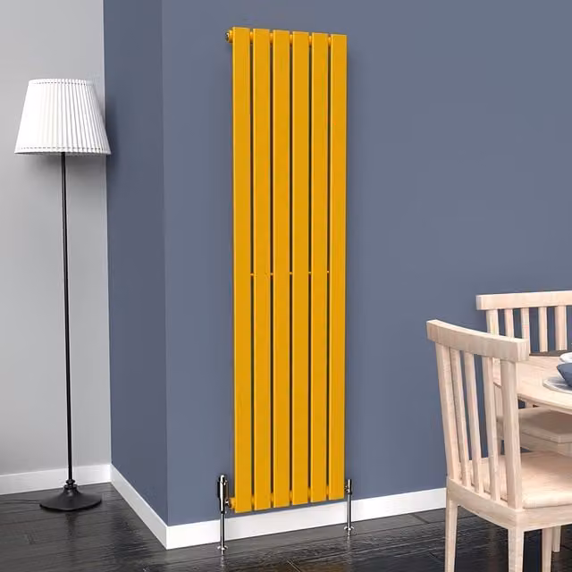 Lux Heat Flat Coloured Vertical Radiator in Sunflower Yellow, H: 160 cm, W: 42 cm
