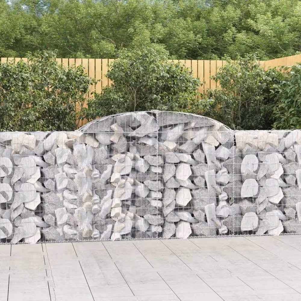 Berkfield Home Decorative Arched Gabion Baskets, 3 Piece Set, Silver Galvanised Steel, W/D/H: 300 x 30 x 100/120 cm – 2