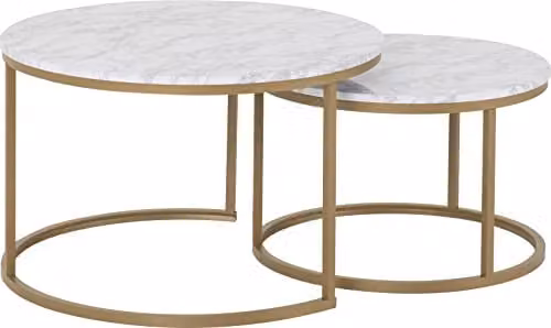 Seconique Dallas Round Nest of Tables in Marble and Gold Effect
